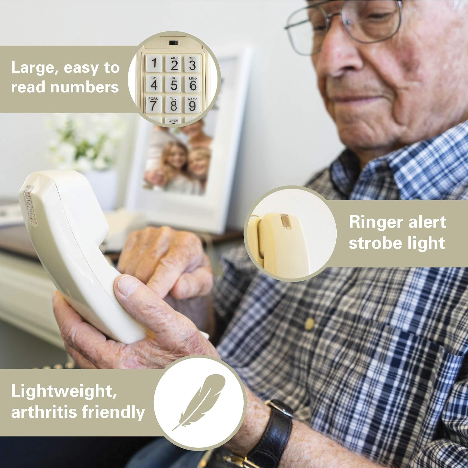 iSoHo Big Button Corded Phone for Seniors – Easy-to-Use Landline with Lighted Keypad, Ergonomic Handset & No Power Needed – Retro Home Phone for Elderly, Visually Impaired & Hard of Hearing | Telephone for seniors, visually impaired, lighted keypad, redi…