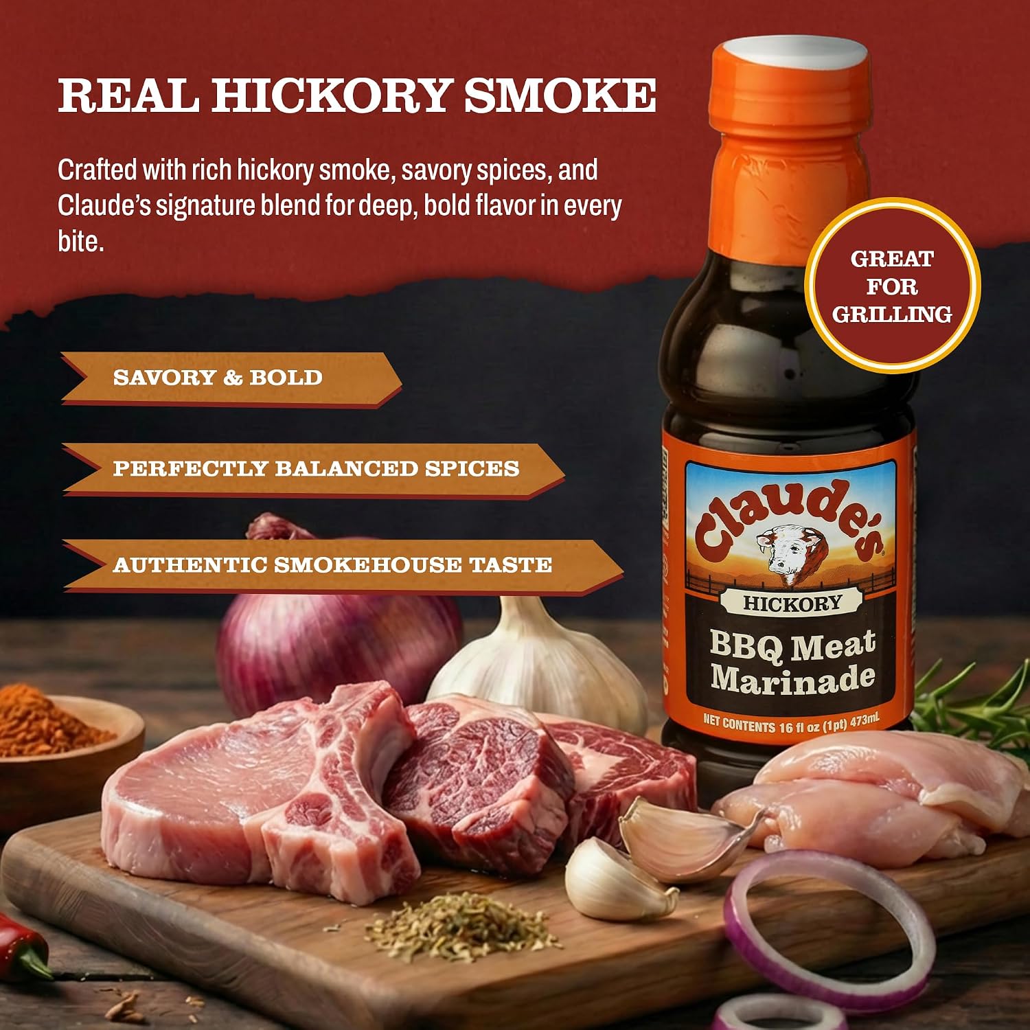 Claude's BBQ Brisket Marinade Sauce, Gluten Free Texas Style, 128 oz | Restaurant-size gallon of smoky Texas tenderizing brisket marinade - all natural & gluten free.