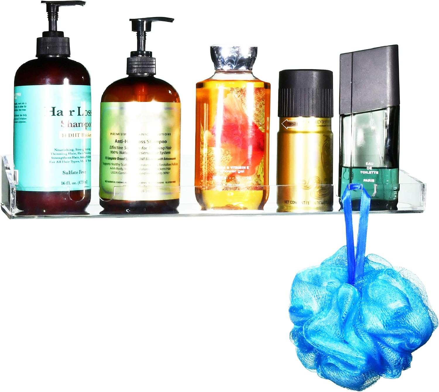 AMT 2 Pack Acrylic Floating Shelves, 15" L x 4" W, Clear Bathroom Wall, Bookshelves, Invisible Display for Office, Bedroom
