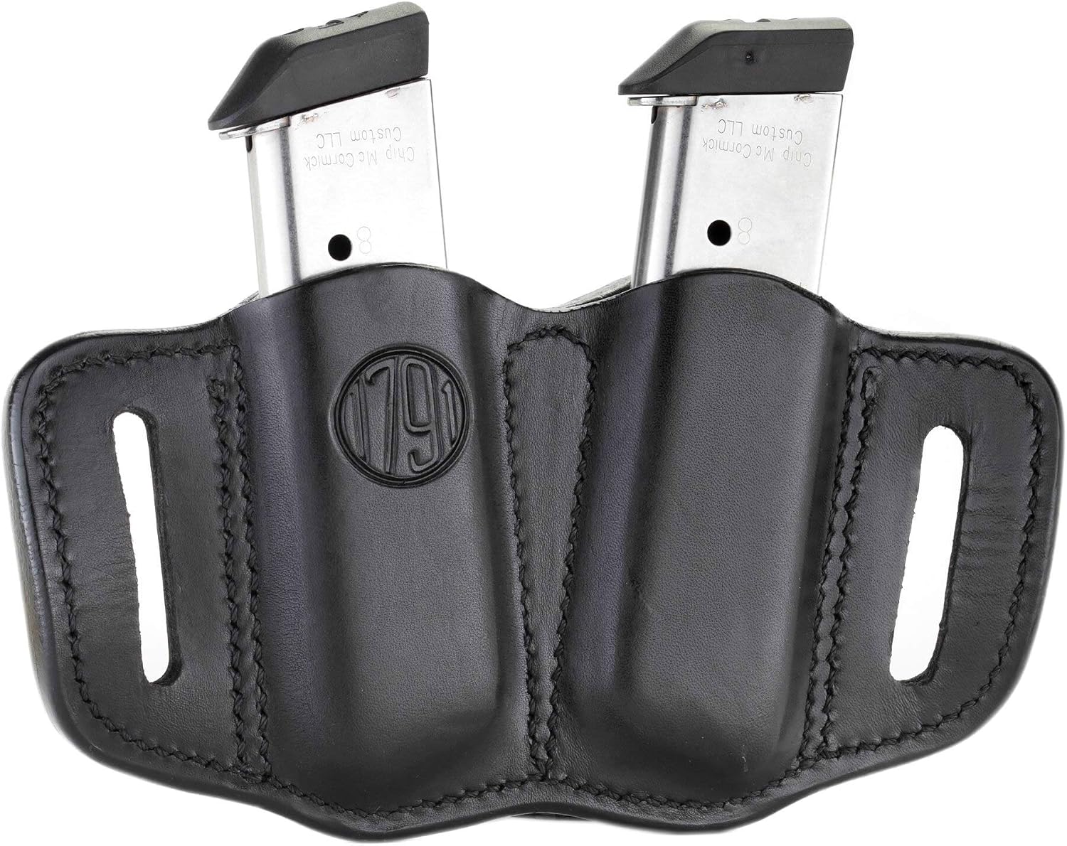 1791 Gunleather Double Mag Pouch, Single Stack 9mm, 40, 45 Magazine Holder | Double magazine pouch fits most 1911 single stack mags, handcrafted with 100% American steerhide leather