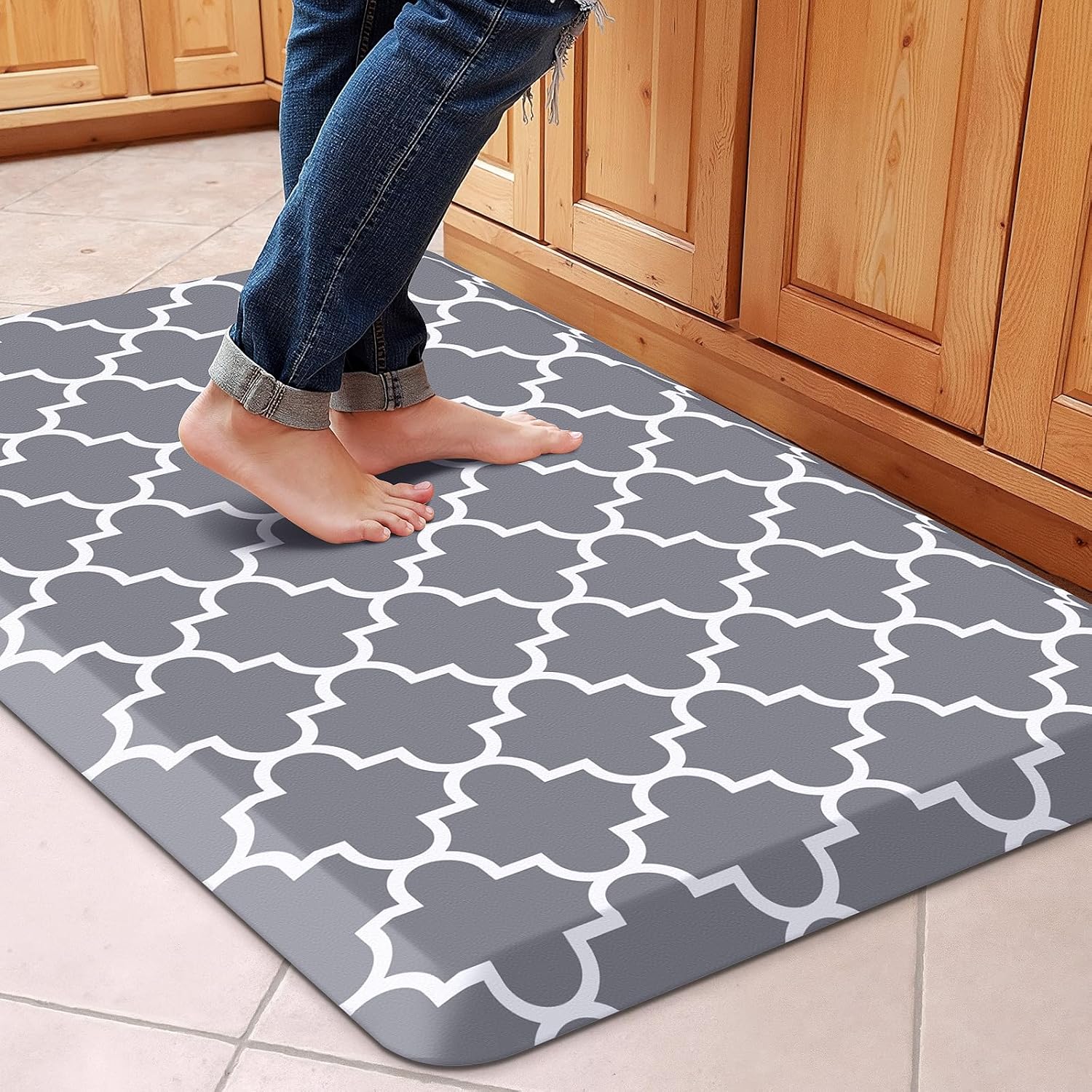 WISELIFE Kitchen Mats and Rugs Cushioned Anti-Fatigue, 17.3"x 60", Grey
