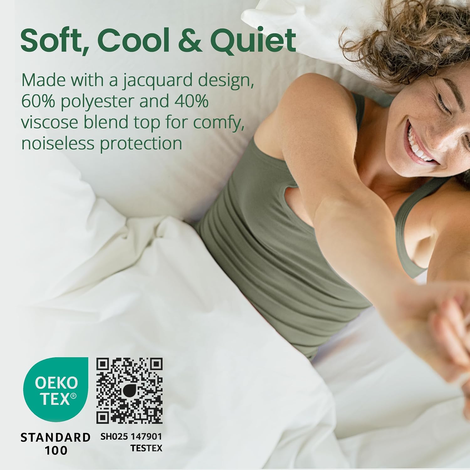 SafeRest Waterproof Queen Size Mattress Protector | Fitted with Stretchable Pockets, Machine Washable Cotton Blend Mattress Cover for Bed