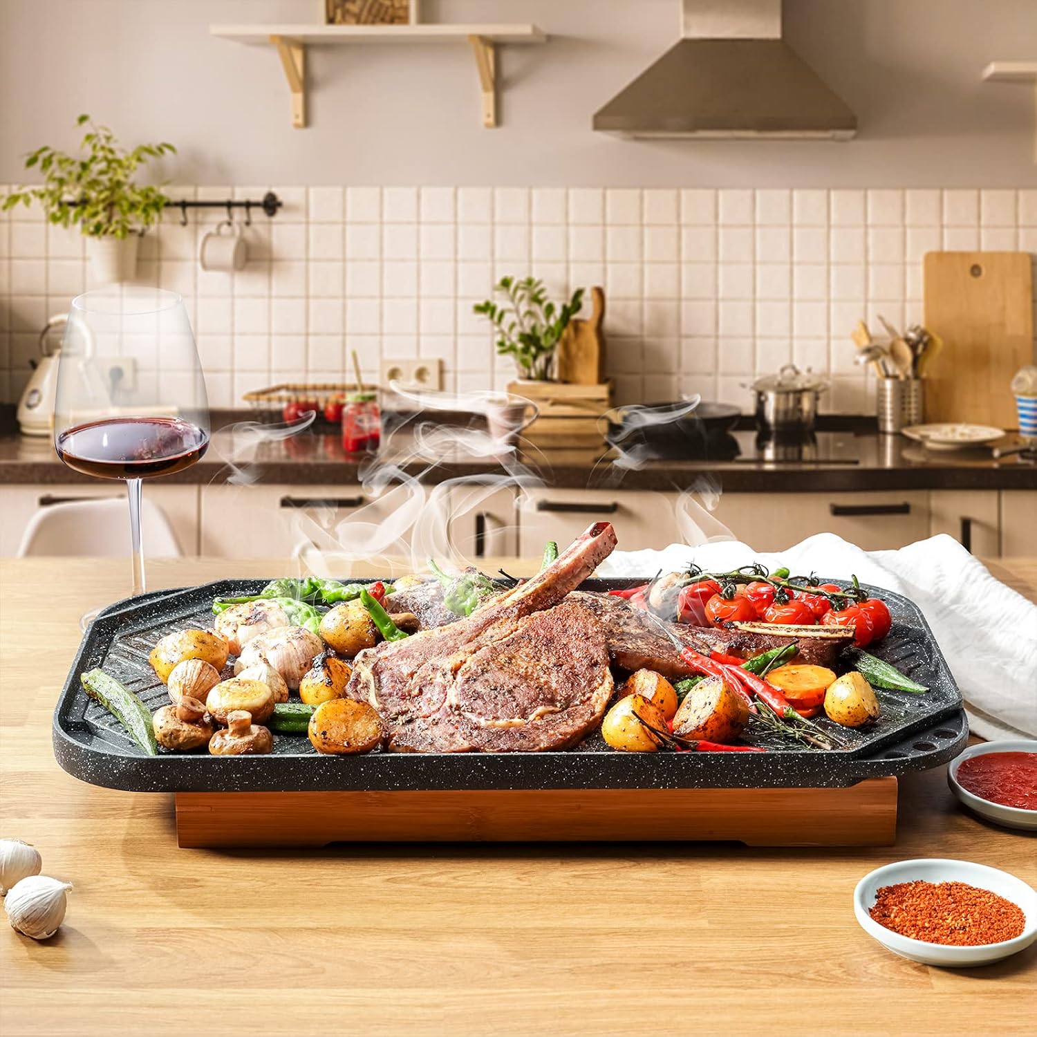 SENSARTE Nonstick Griddle Grill Pan, Pro-Grid Reversible Grill & Griddle Pan, Two Burner Cast Aluminum