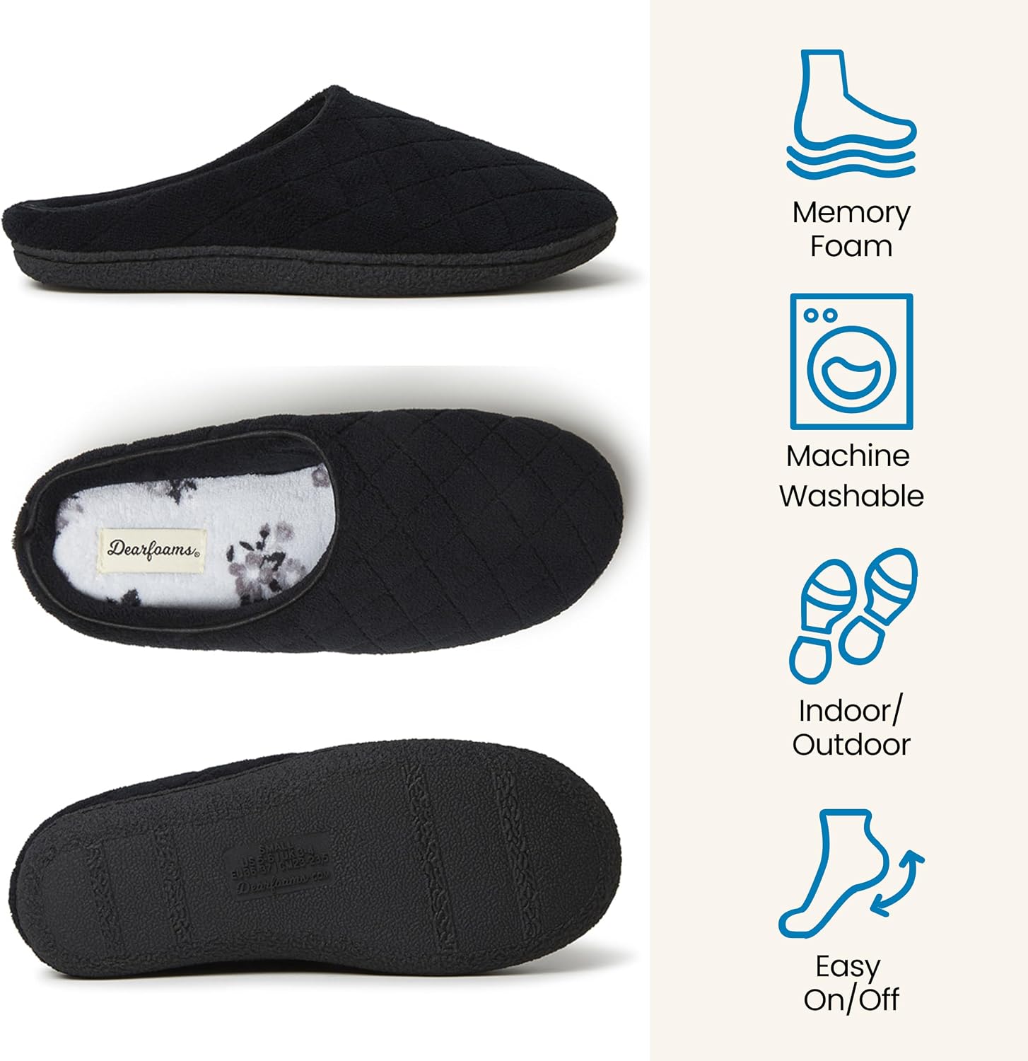 Leslie Terry Clog House Shoes with Memory Foam, Indoor Slippers with Wide Widths