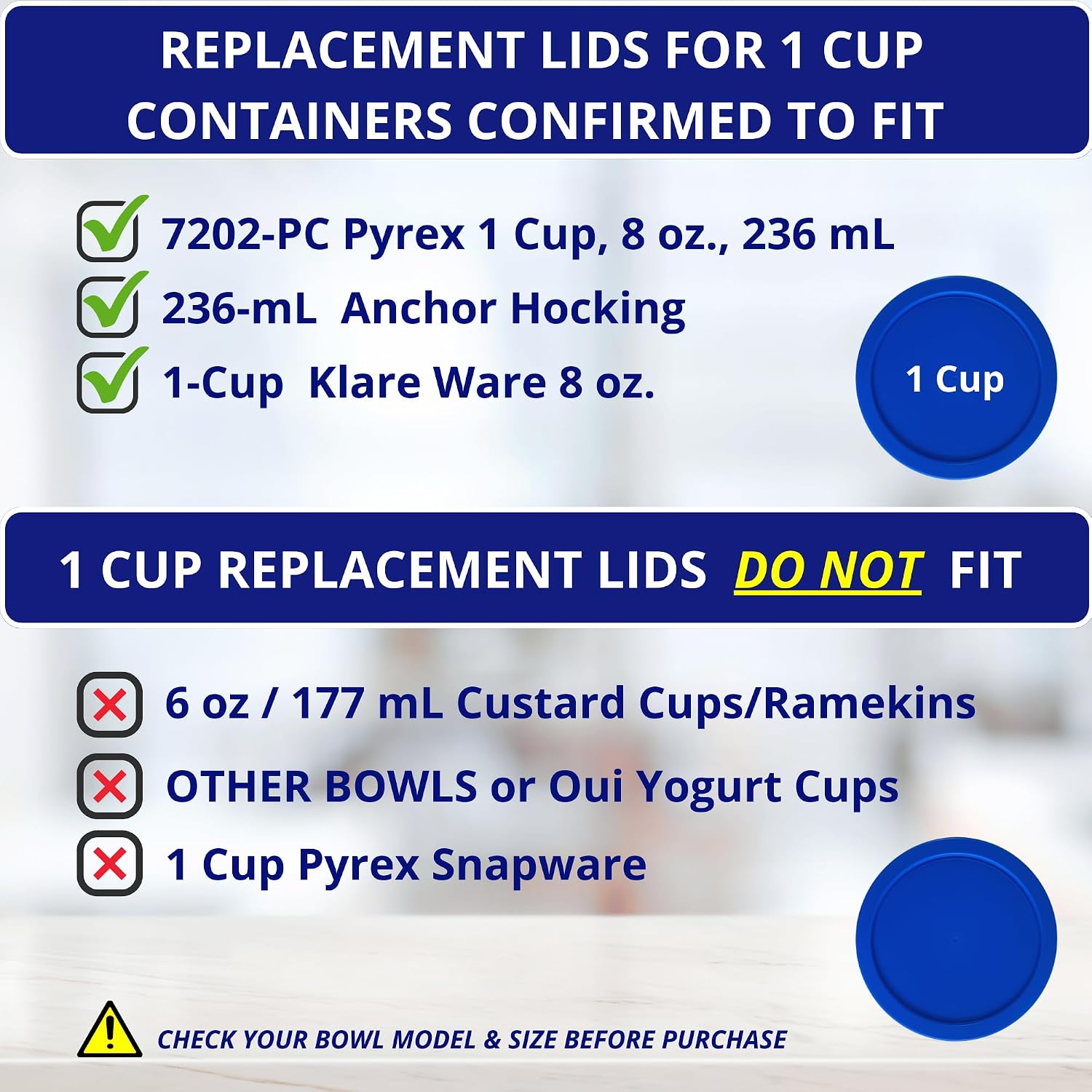 1, 2, 4 & 7 Cup Green, Orange, Blue, Red Replacement Lids/Covers for Pyrex