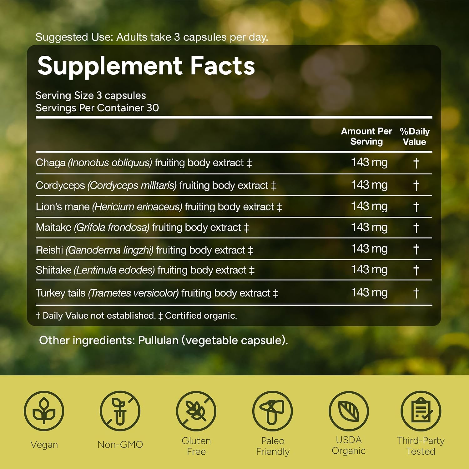 Sacred 7 Brain Mushroom Powder, Organic 7-in-1 Blend 226 Servings | Seven fruiting body extracts, lions mane cordyceps reishi, stirs into coffee or smoothies, 1000 mg scoop