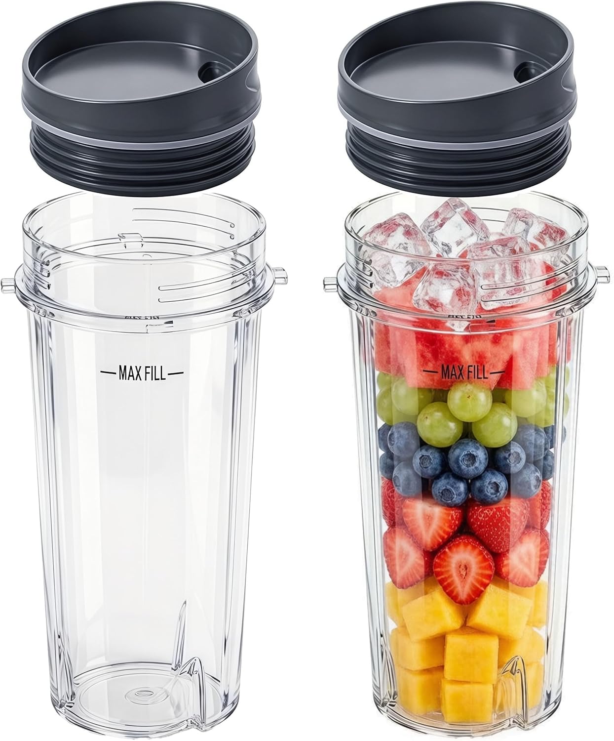 Replacement16oz Blender Cup for Ninja,Single Serve Blender Cup With Lids Set For BL770 BL780 BL660 BL740 BL810 Nutri Ninja Series Blenders (2-pack)