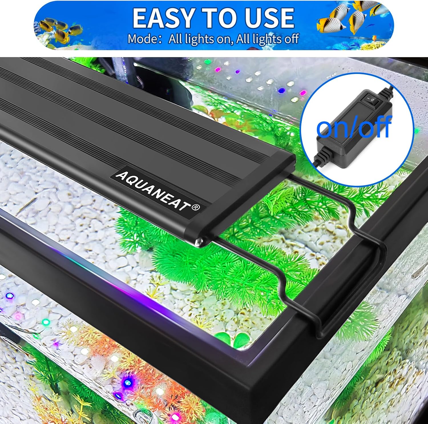 AQUANEAT LED Aquarium Light Full Spectrum 12 Inch Fish Tank Light Fresh Water