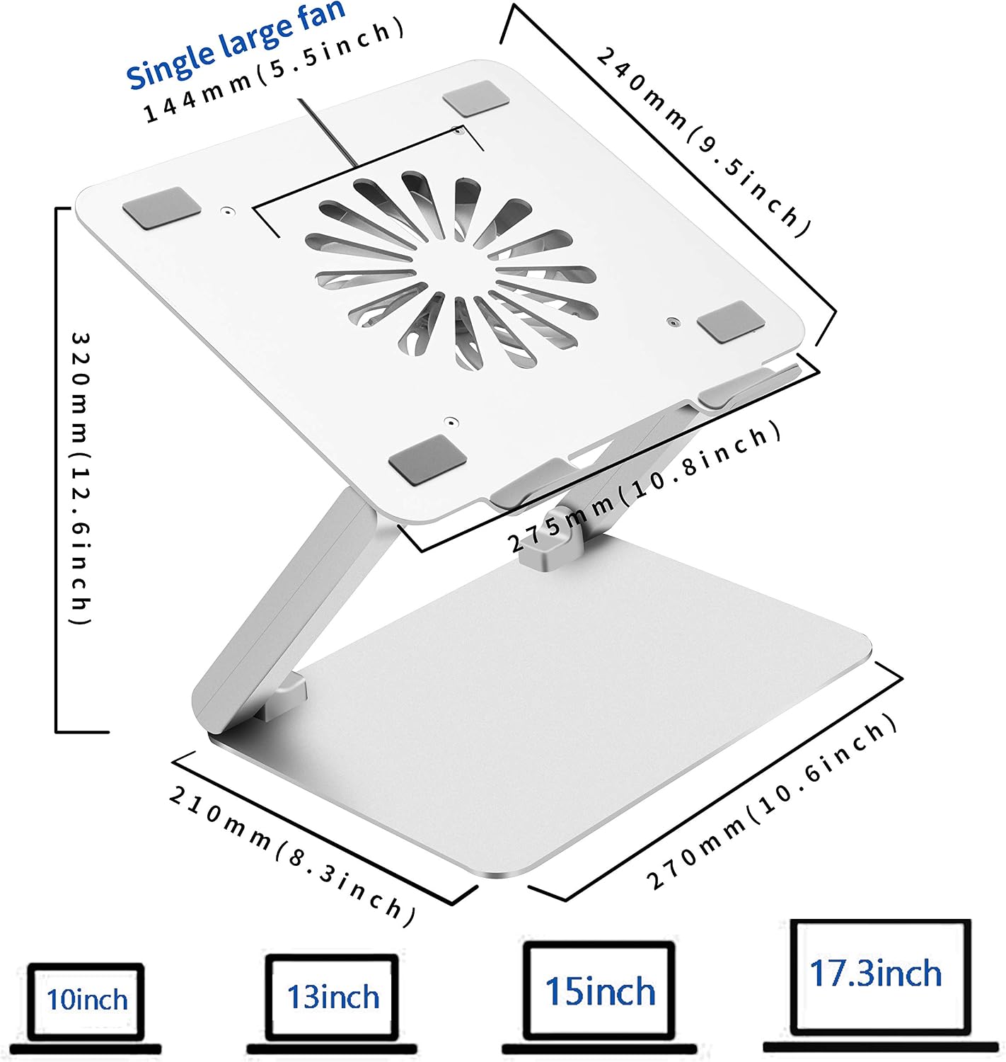 SOUNDANCE Laptop Cooling Pad with USB 3.0 Hub, Aluminum Stand, Up to 17"