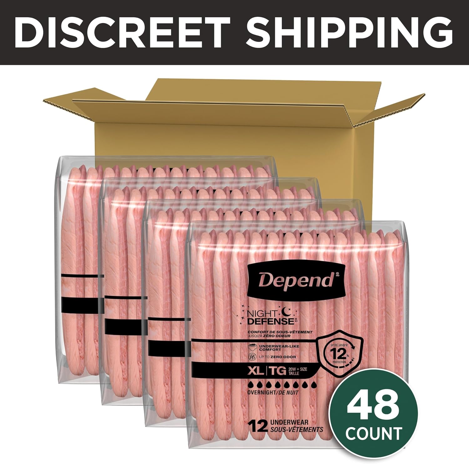 Depend Night Defense Adult Diapers for Women, Medium, 15 Count