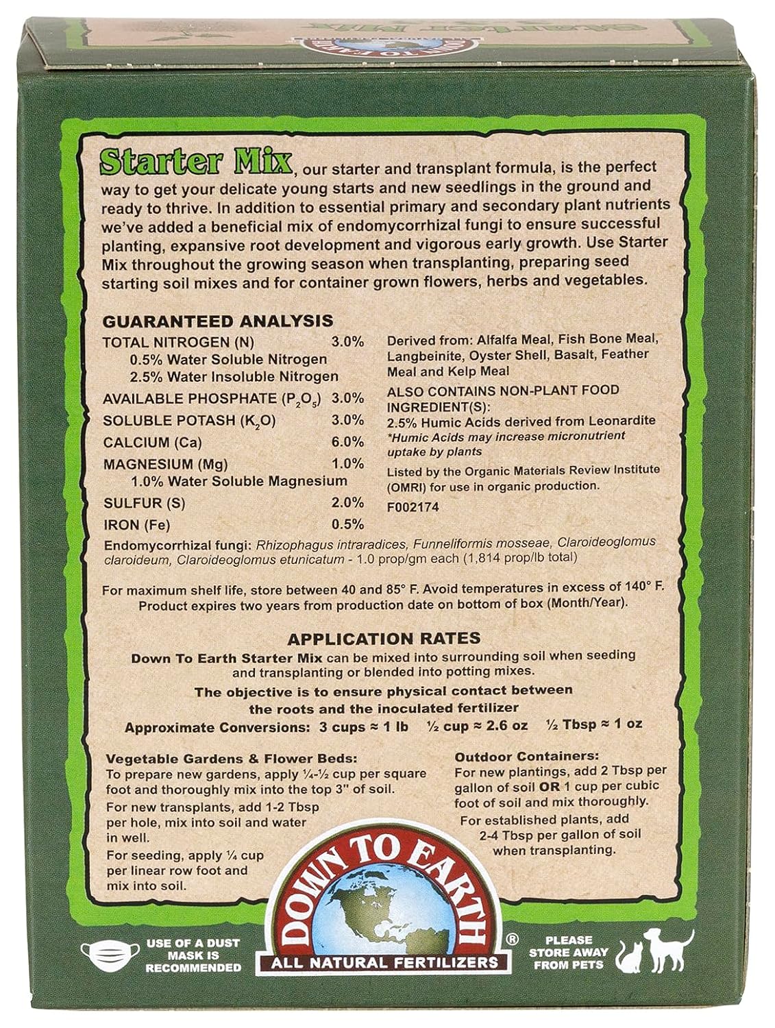 Down To Earth All Natural Fertilizers Organic Starter Mix - 3-3-3, 1 lb | Plant Food for Starts, Transplants, New Gardens, Containers