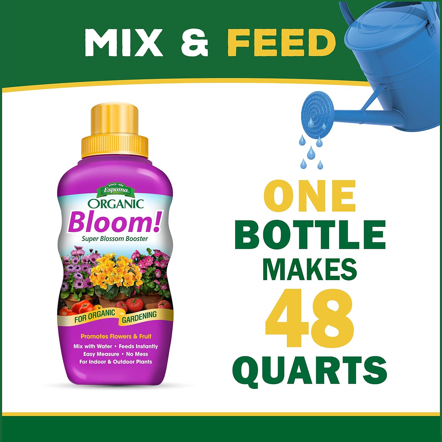 Espoma Organic Bloom! 16-Ounce Concentrated Plant Food – Plant Fertilizer and Bloom Booster for All Flowering Plants. Promotes Vigorous Growth and