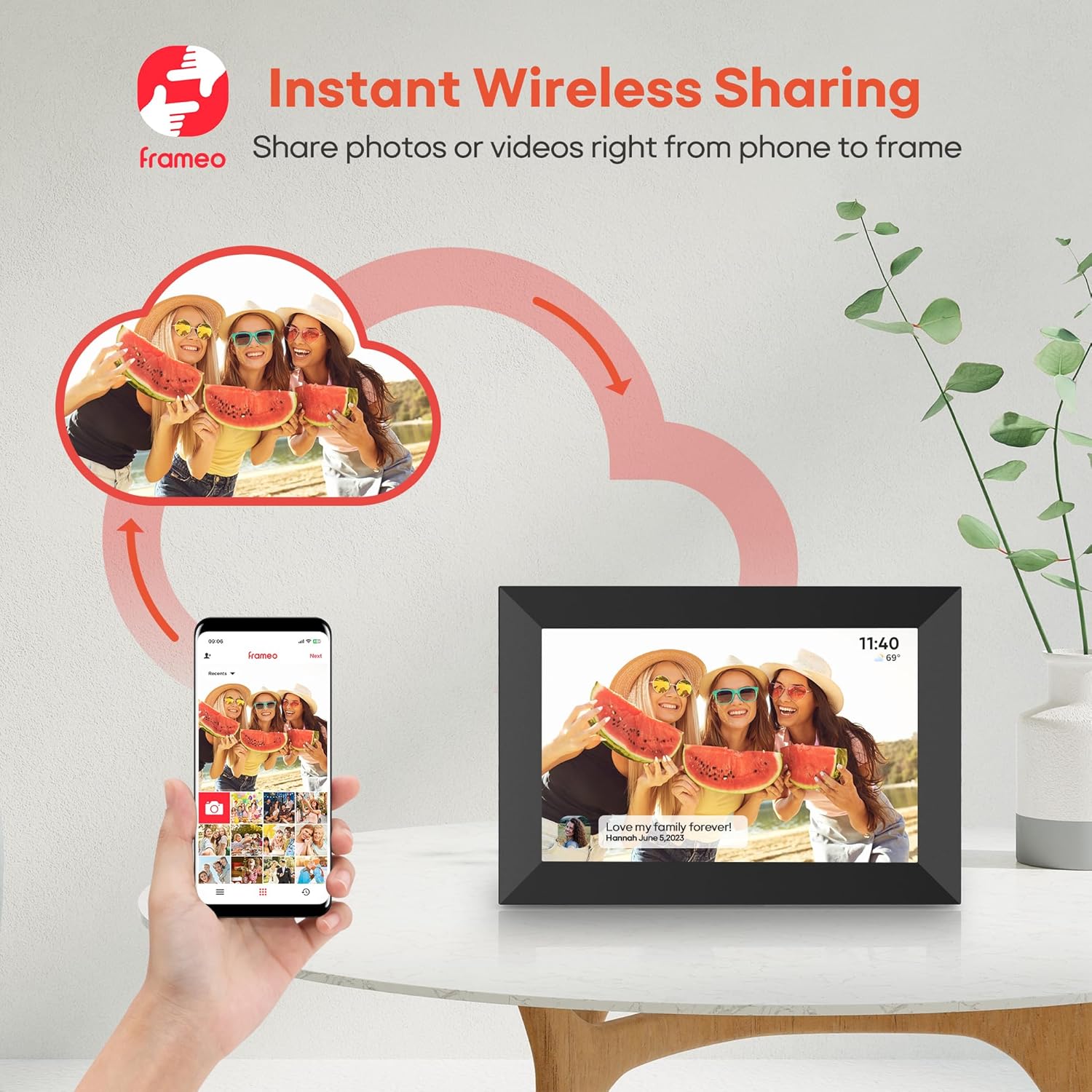 BIGASUO Digital Picture Frame, 10.1" Frameo Digital Frame WiFi with 32GB Memory, 1280x800 IPS Touch Screen