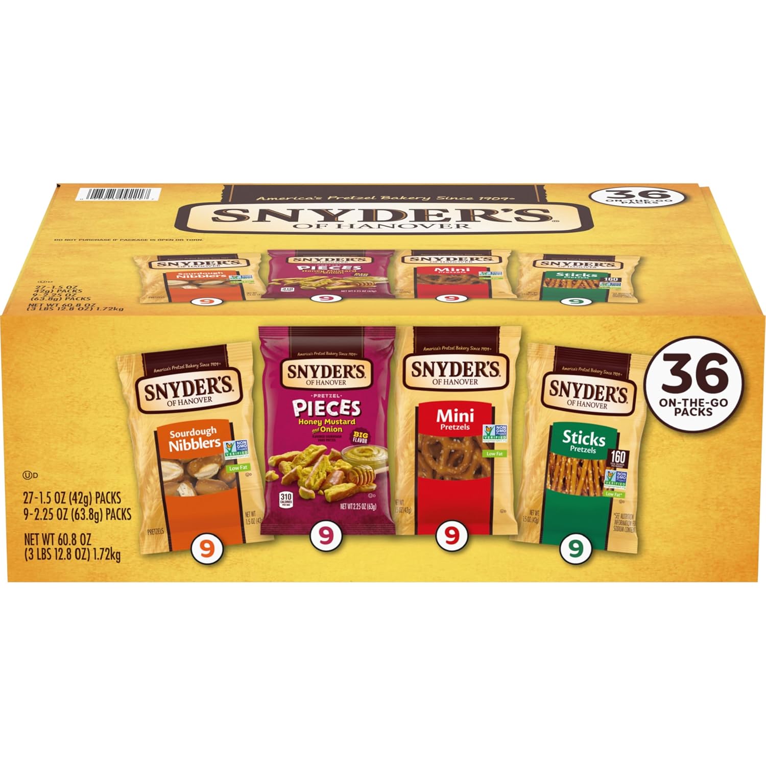 Snyder's of Hanover Variety Pack Pretzels, 36 Count Variety Pack (Pack of 36)