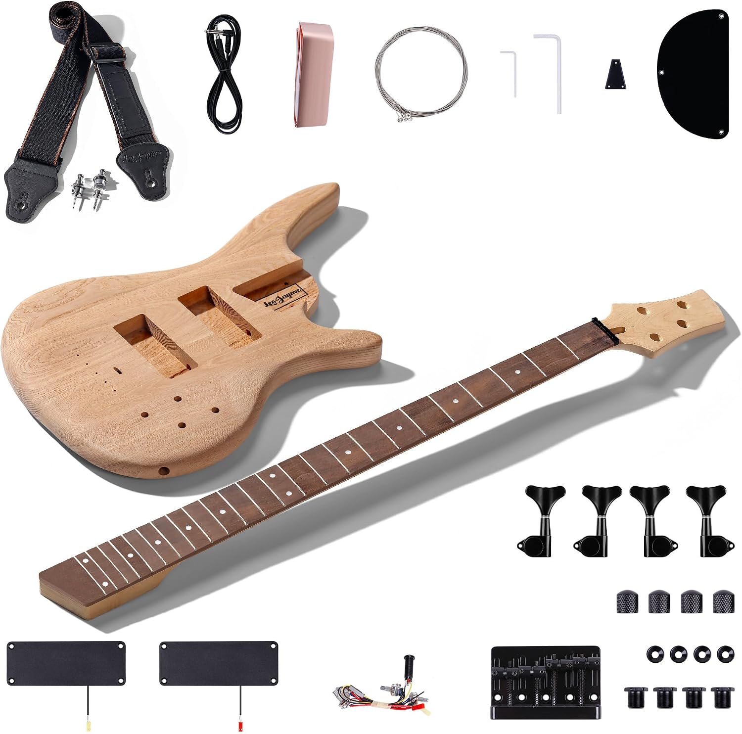 Leo Jaymz DIY Electric Bass Guitar Kit Mahogany Body Maple Neck (AX)