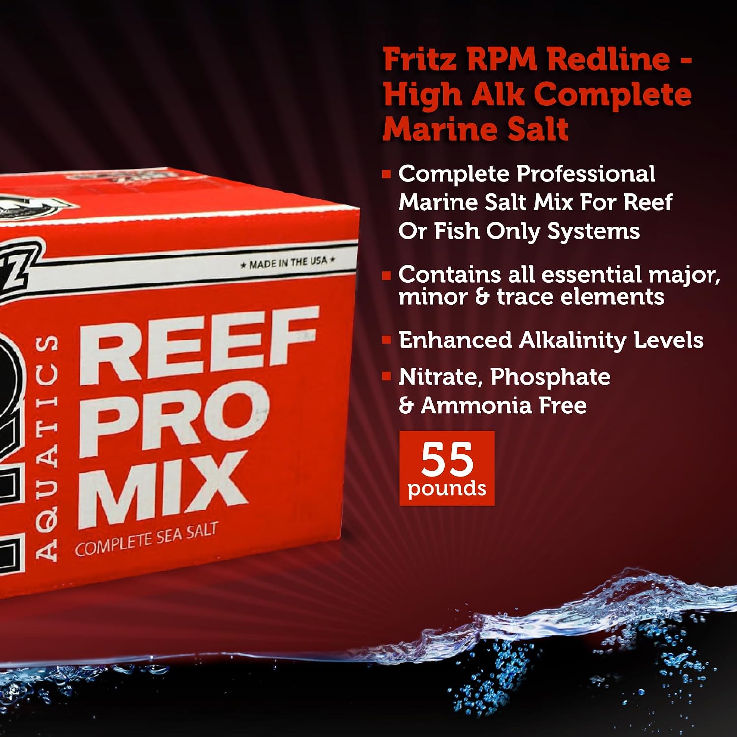 FritzPRO R.P.M. Redline High Alk Salt Mix Red Box 55 lbs - Fritz Aquatics