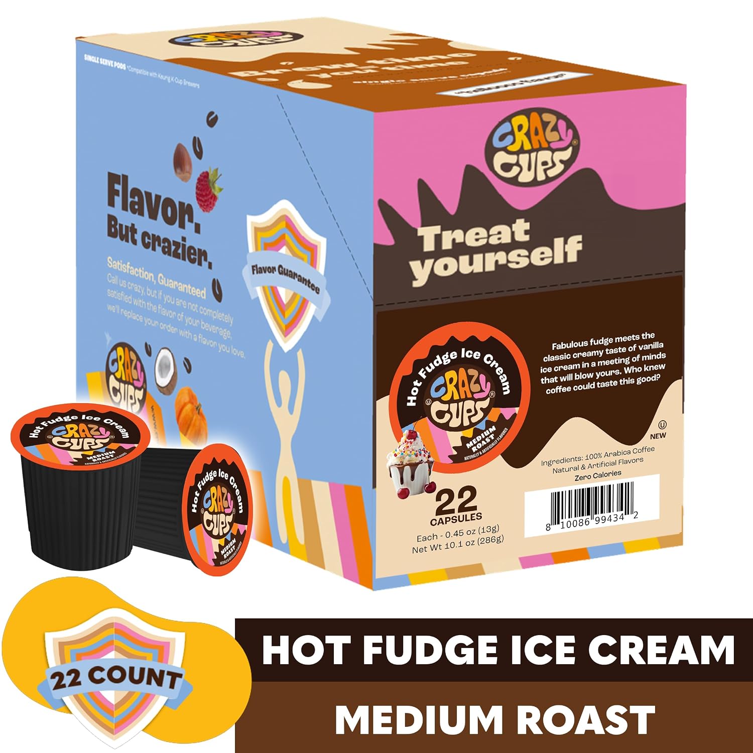 Crazy Cups Flavored Coffee for Keurig K-Cup Machines, Peppermint Chocolate Mocha, Hot or Iced Drinks, 22 Single Serve, Recyclable Pods