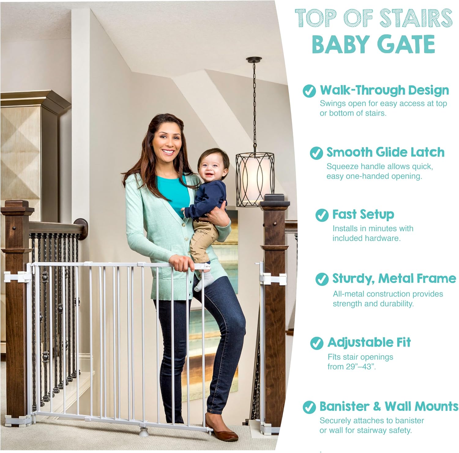 Regalo Safety 36" Extra Tall Baby Gate for Top of Stairs & Dooways