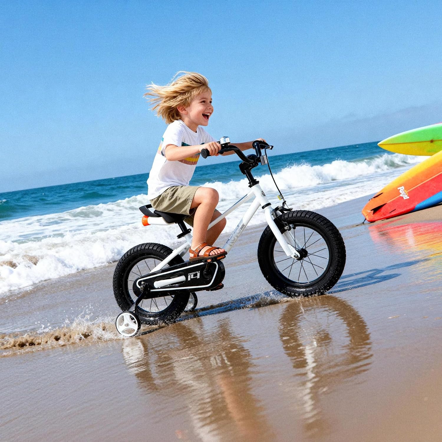 RoyalBaby Freestyle Kids Bike 12 14 16 Inch with Training Wheels, 18 Inch with Kickstand, Bicycle for Ages 3-10 Years Boys Girls