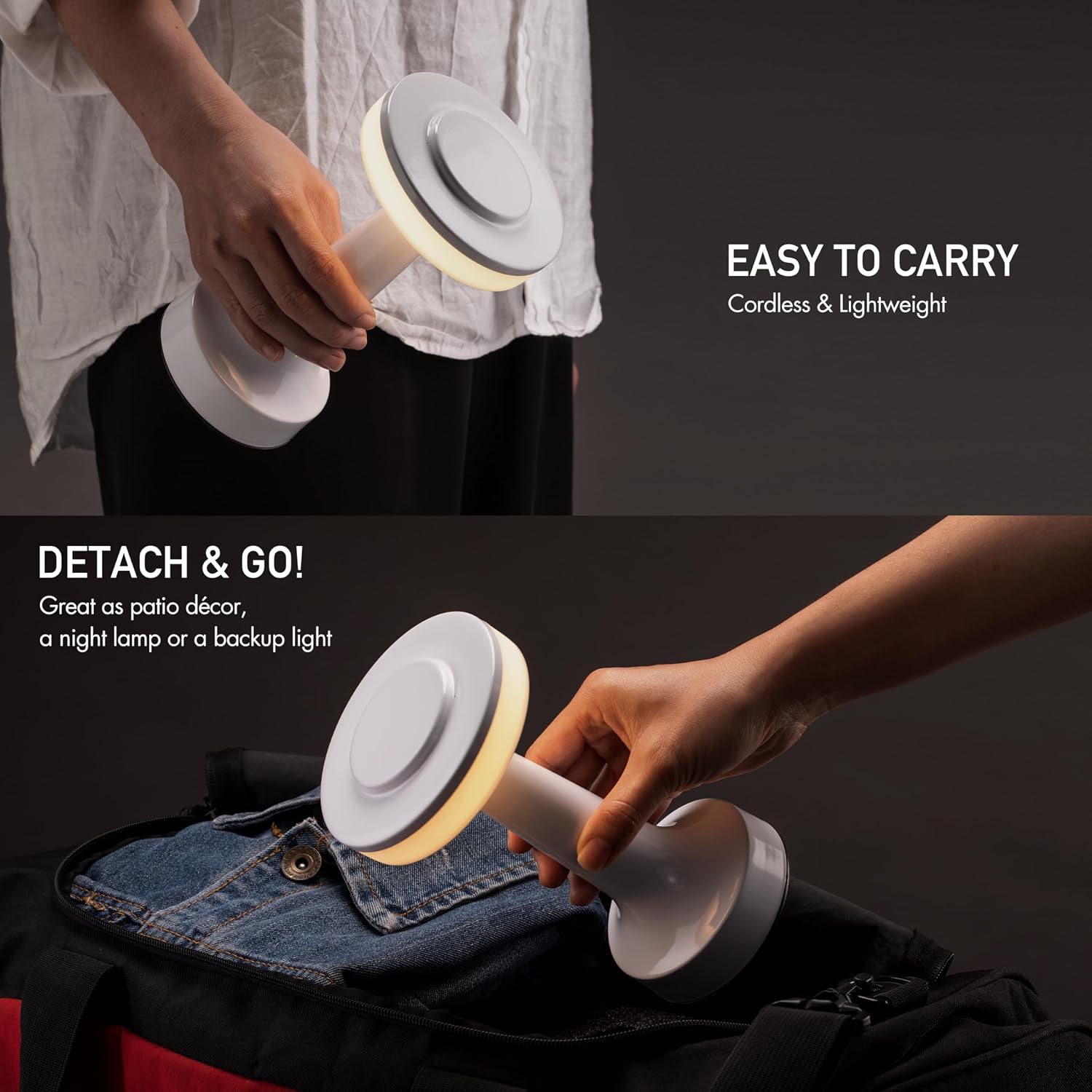O’Bright Portable LED Table Lamp with Touch Sensor, 3-Levels Brightness, Rechargeable Battery Up to 48 Hours Usage, Night Light for Kids Nursery
