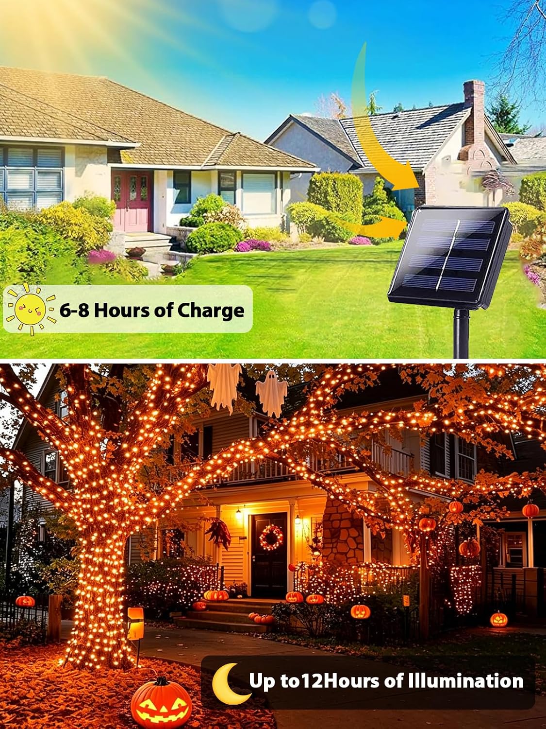Solar String Lights Outdoor 2 Pack 170FT 480 LED Christmas Light Warm White