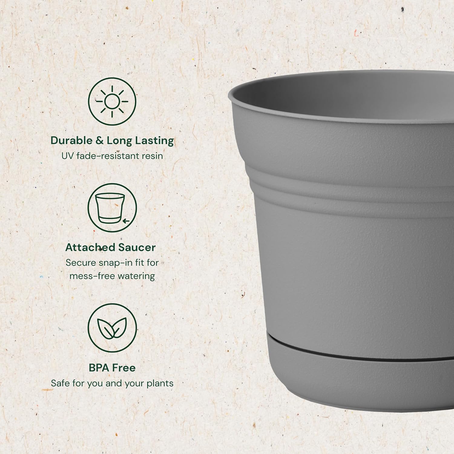 Bloem Saturn Planter with Saucer, 10", Calypso (SP1027)