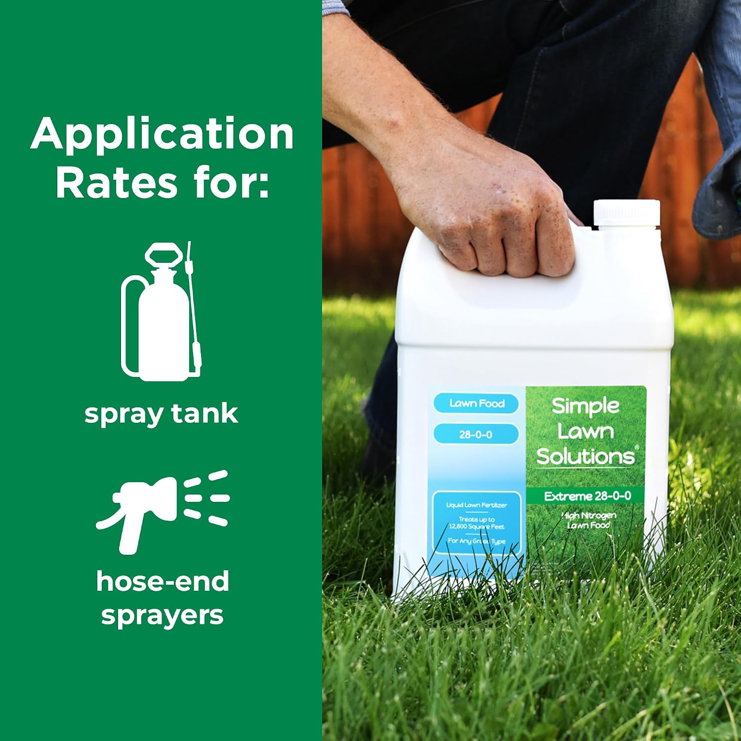 Maximum Green & Growth Fertilizer High Nitrogen 28-0-0 Liquid Lawn Food Spray Spring & Summer- Any Grass Type- Simple Lawn Solutions - Concentrated Quick & Slow Release Attached Sprayer (32 Ounce)