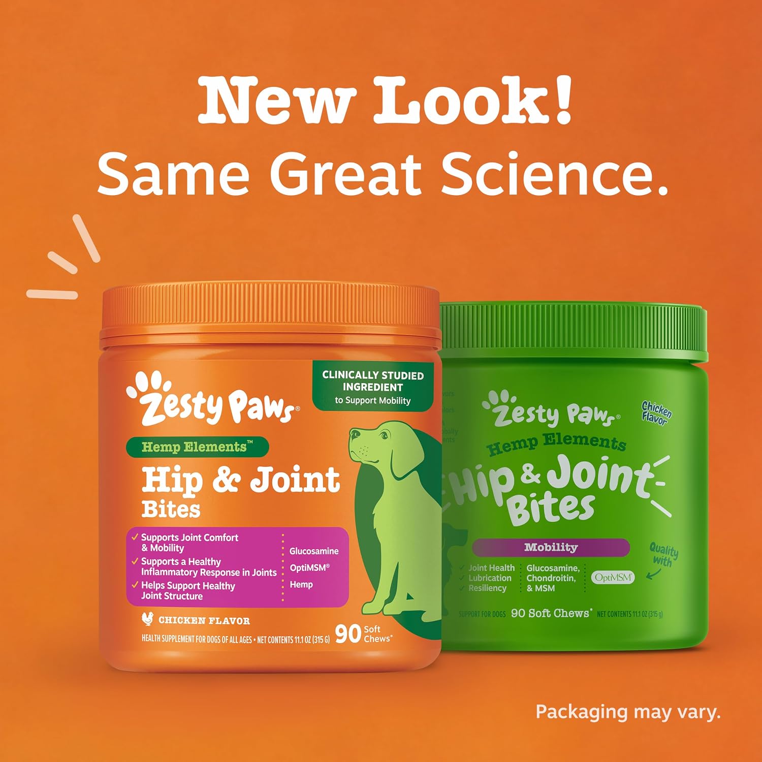 Zesty Paws Hip and Joint Supplement for Dogs - Glucosamine with Chondroitin, MSM, Vitamins C and E Dog Joint Relief - Mobility Bites Duck – 90 Count