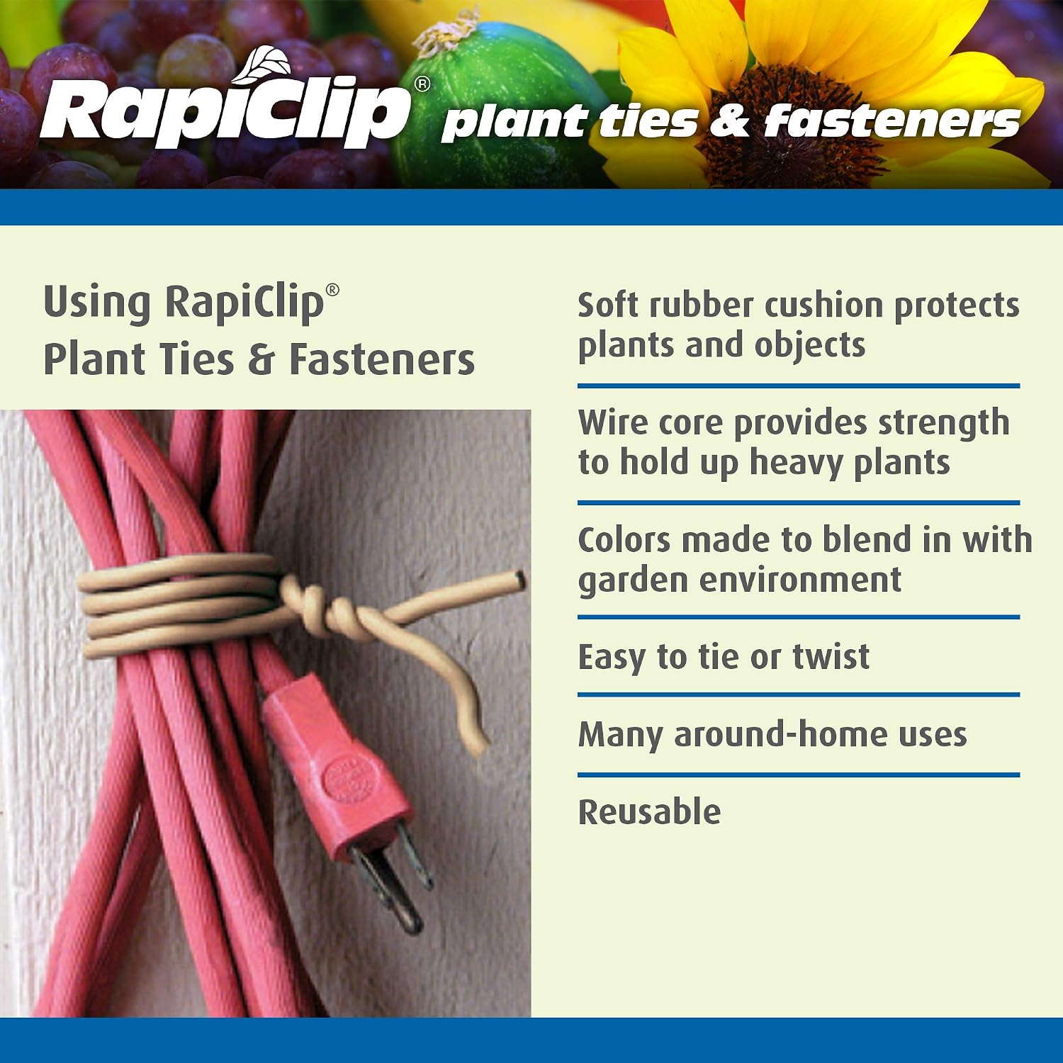 Luster Leaf 858 Rapiclip Soft Wire Tie, Green, Light Duty, 32 Feet