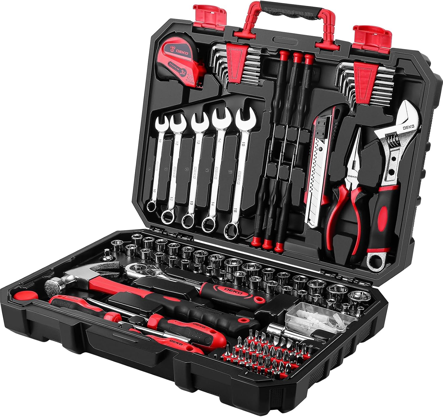 DEKOPRO 158 Piece Tool Set-General Household Hand Tool Kit,Auto Repair Tool Set, with Plastic Toolbox Storage Case