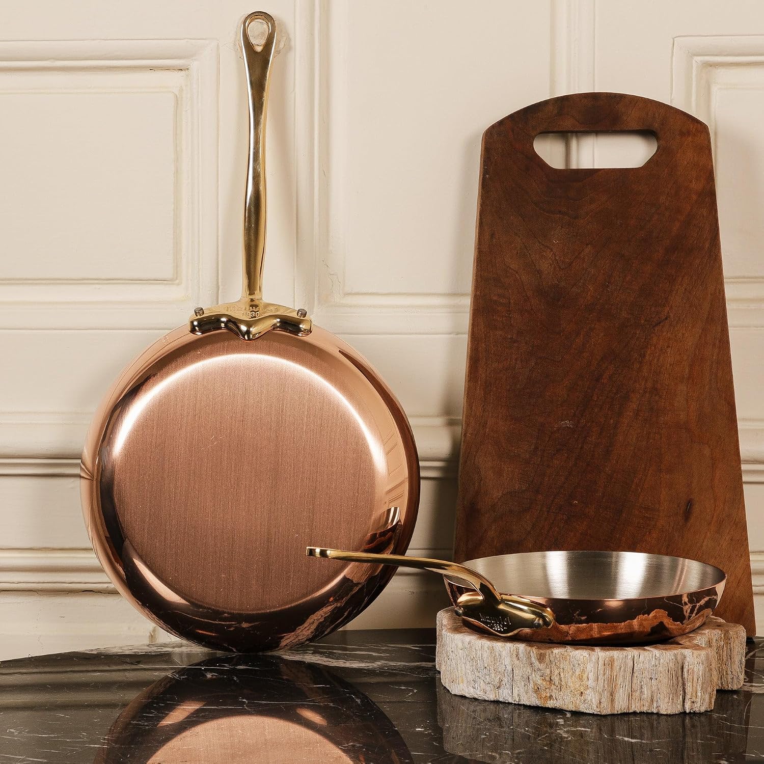 Mauviel M'Heritage 150 B 1.5mm Polished Copper & Stainless Steel Sauce Pan With Lid, And Brass Handles, 1.9-qt, Made in France