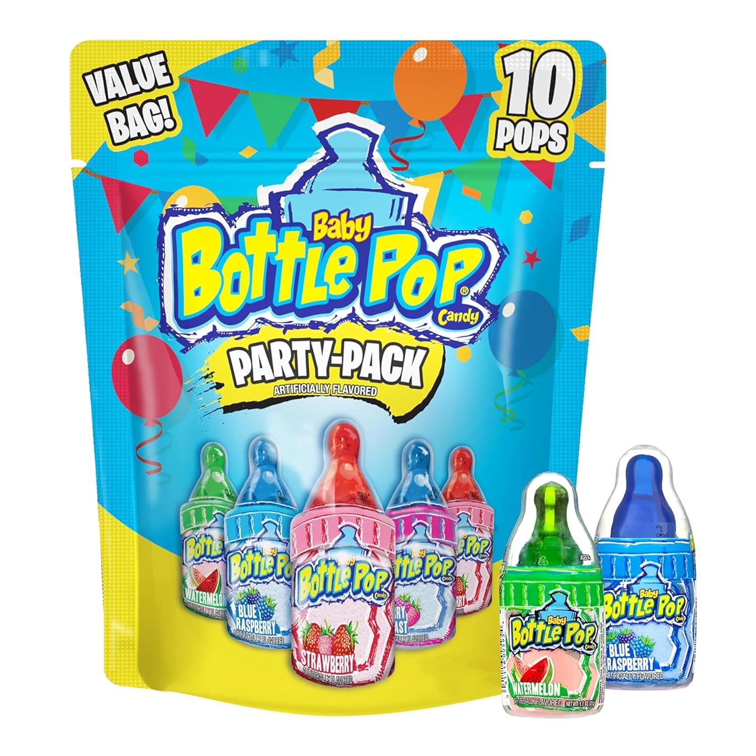 Baby Bottle Pop Candy Lollipops Variety Pack - 10 Ct Individually Wrapped