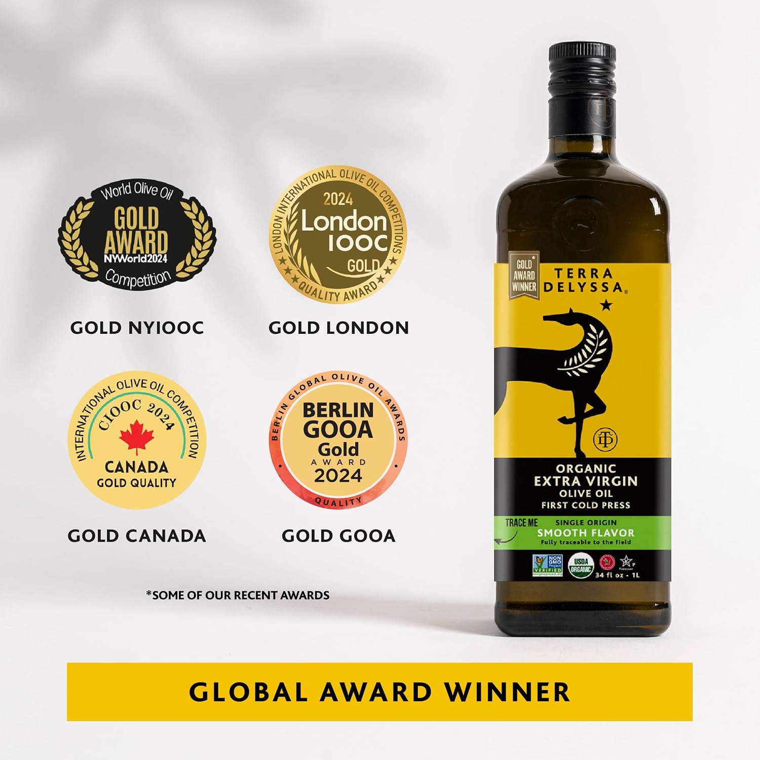 Terra Delyssa First Cold Pressed Organic Extra Virgin Olive Oil, Single Sourced, 500 ML (17 fl. oz) Dark Glass Bottle - 3 Pack, Non-GMO, Naturally Rich in Antioxidants and Polyphenols