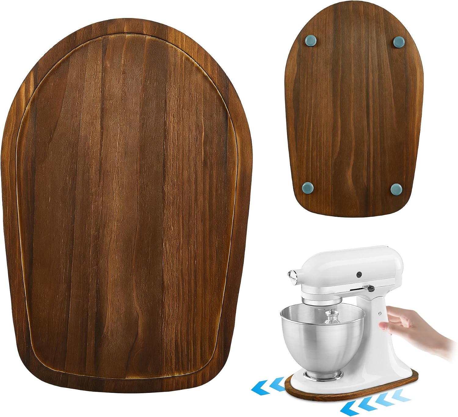 Mixer Slider Mat for KitchenAid 4.5-5 Qt Tilt Head Stand Mixers (Brown) | Pine Wood Moving Tray for Kitchenaid Artisan, Storage Organizer for Kitchen Countertop Accessories and Attachments