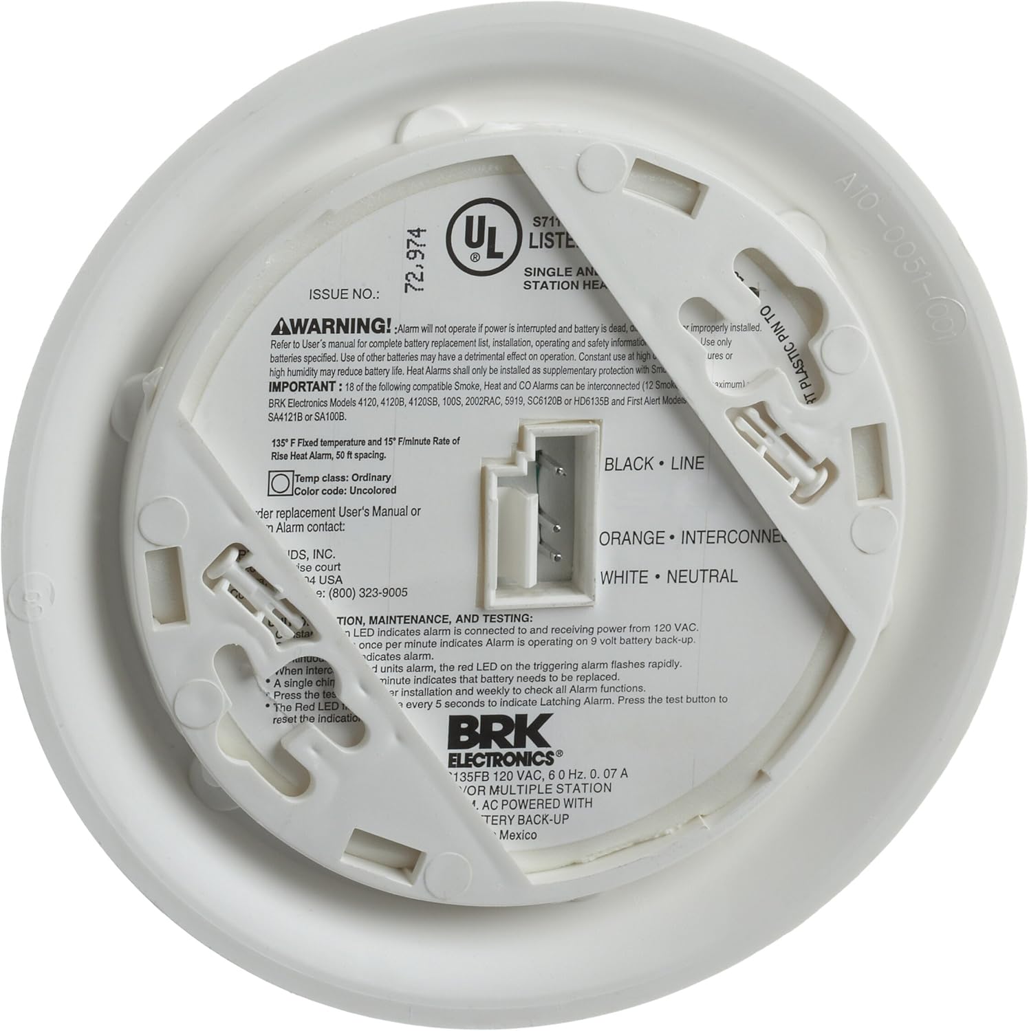 First Alert Hardwired Heat Alarm with Battery Backup, BRK Brands HD6135FB | HD6135FB, 9V Battery Backup