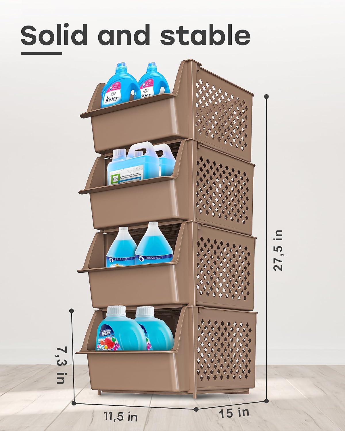 Skywin Stackable Storage Bins Open Front for Pantry Storage, 4 Pack - Black
