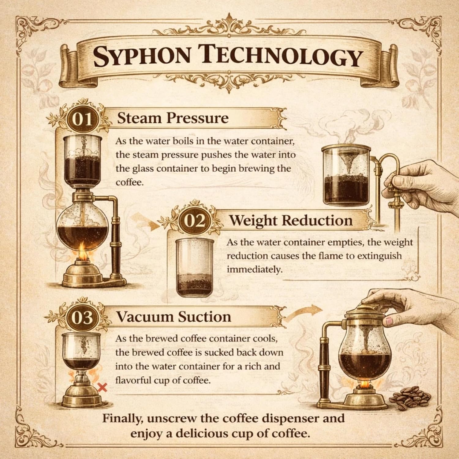 Nispira Belgium Royal Family Balance Syphon Unique Gravity Vintage Coffee Maker Vacuum Brewing System Gold 500 ml