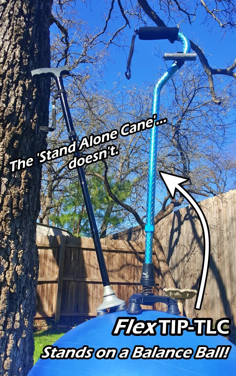 FlexTIP (TLC 5") Cool Walking Cane Tripod Foot – Free-Standing - Anti-Shock, Bending
