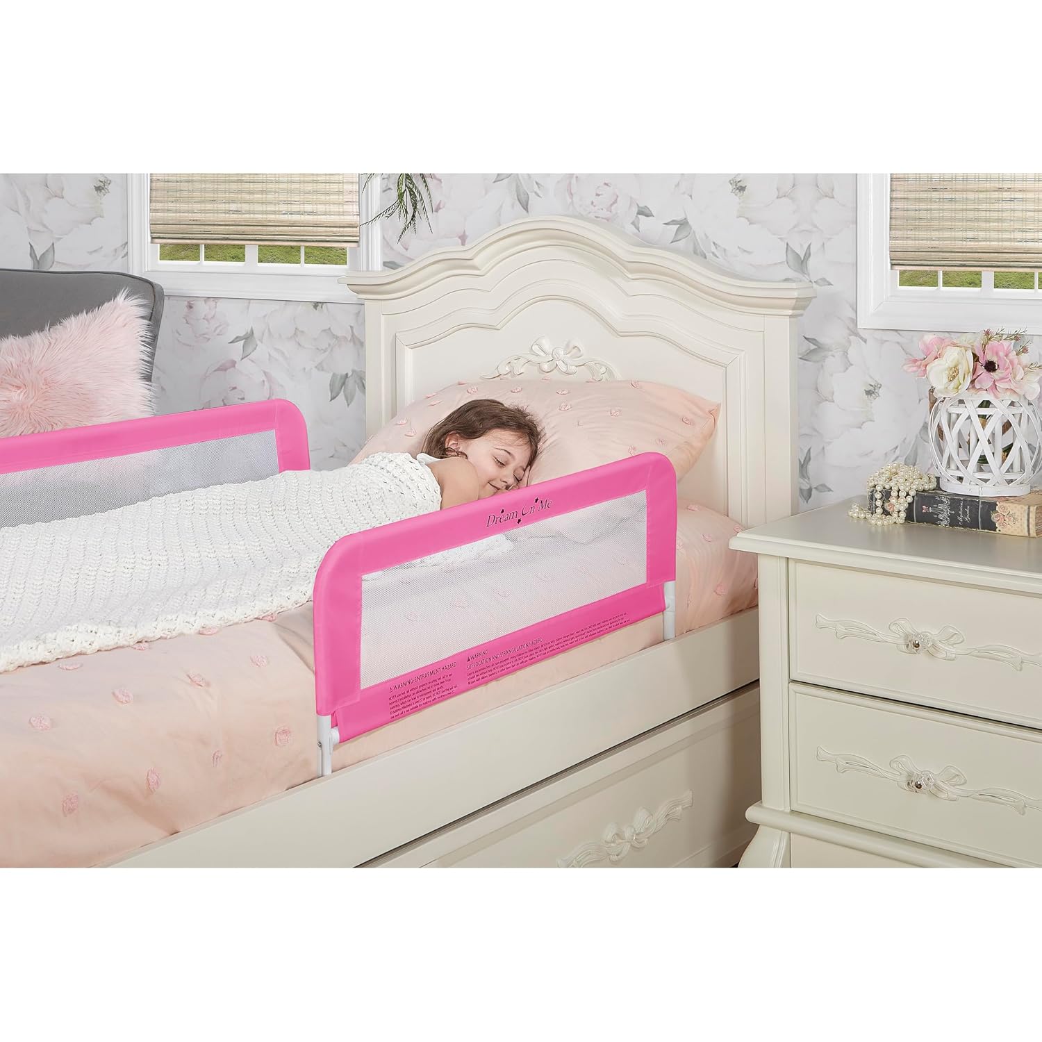 Dream On Me Lightweight Mesh Security Adjustable Bed Rail Double Pack with Breathable Mesh Fabric in White, 2 Count (Pack of 1)