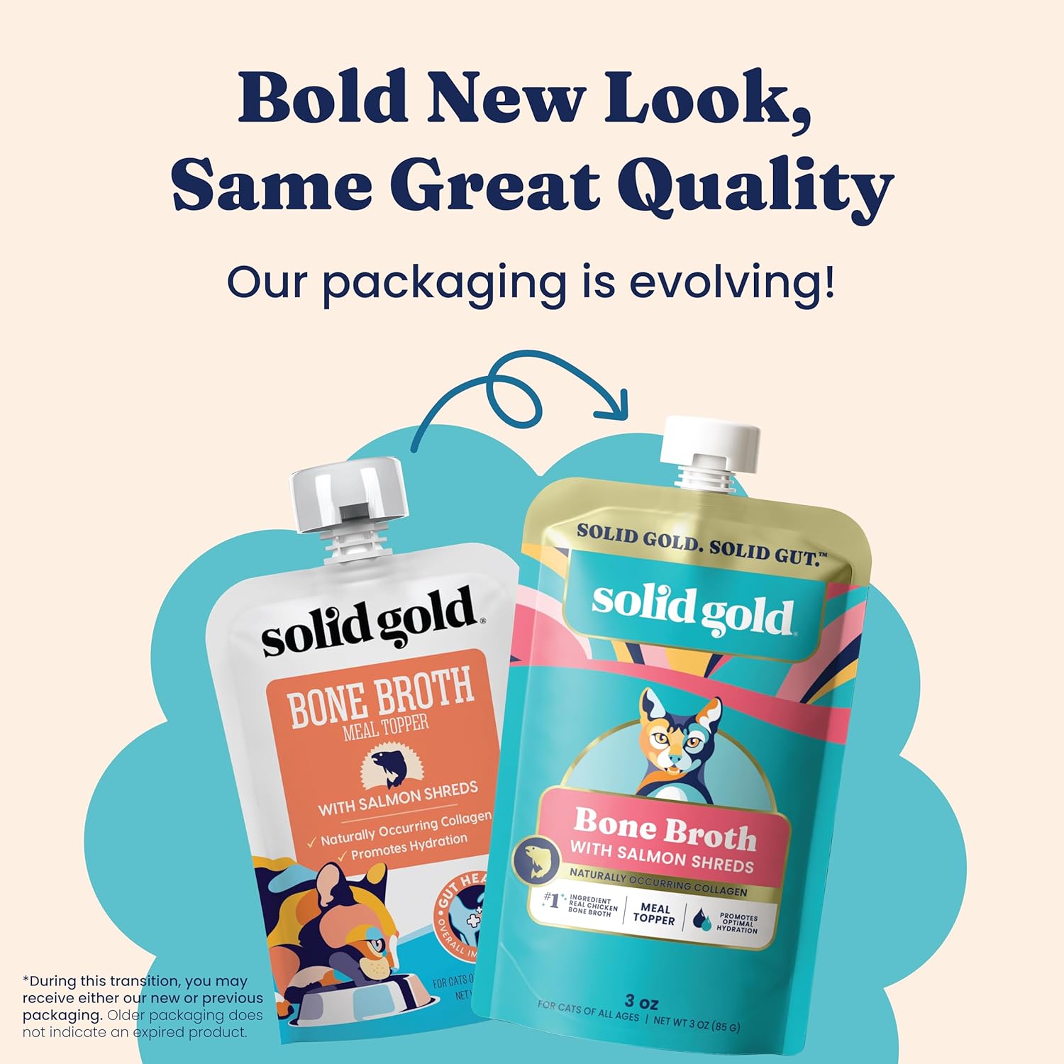 Solid Gold Bone Broth Cat Food Topper, Tuna, Lickable Pouches, 12ct
