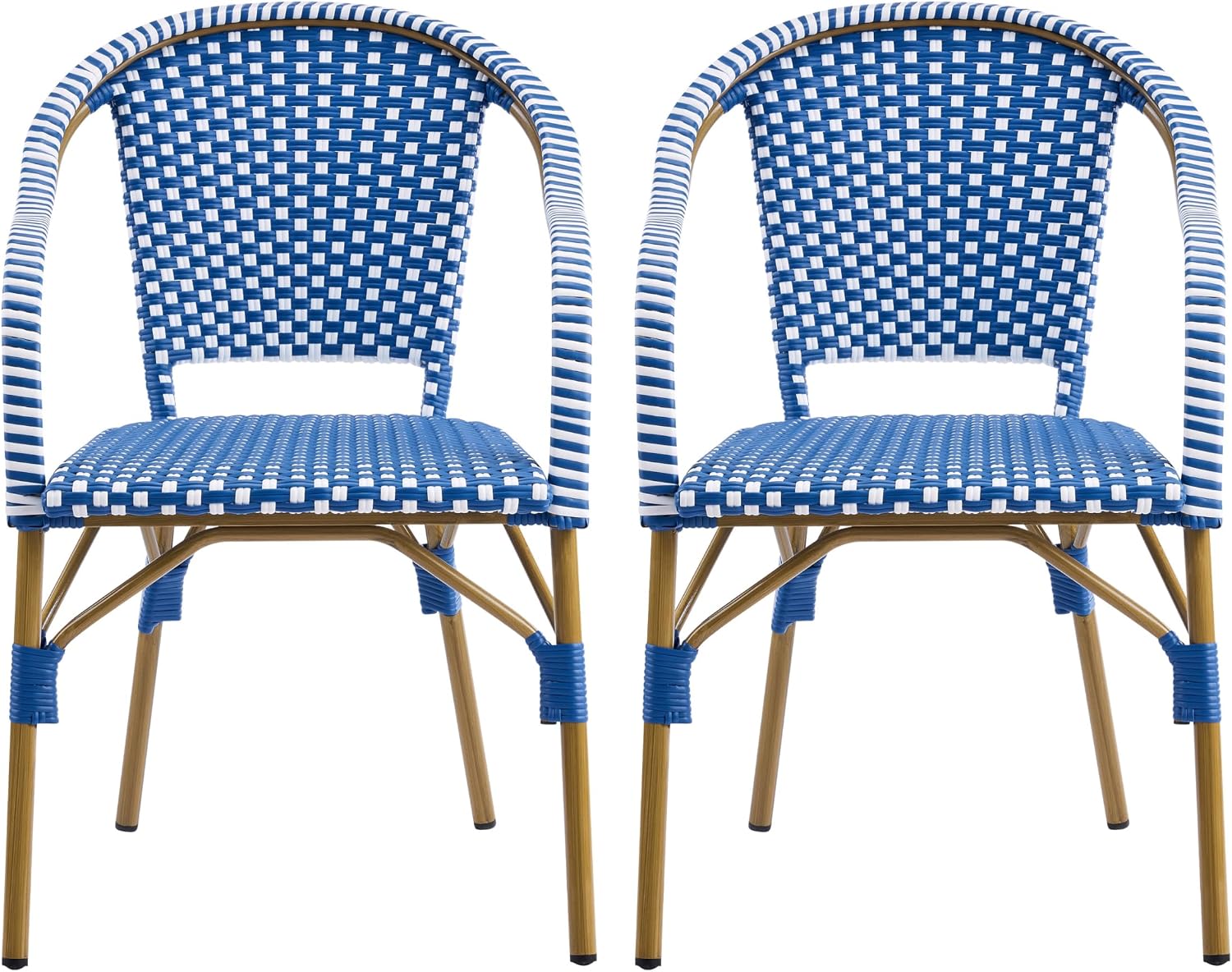 Christopher Knight Home Gwendolyn Outdoor French Bistro Chairs (Set of 4), Black + White + Bamboo Print Finish