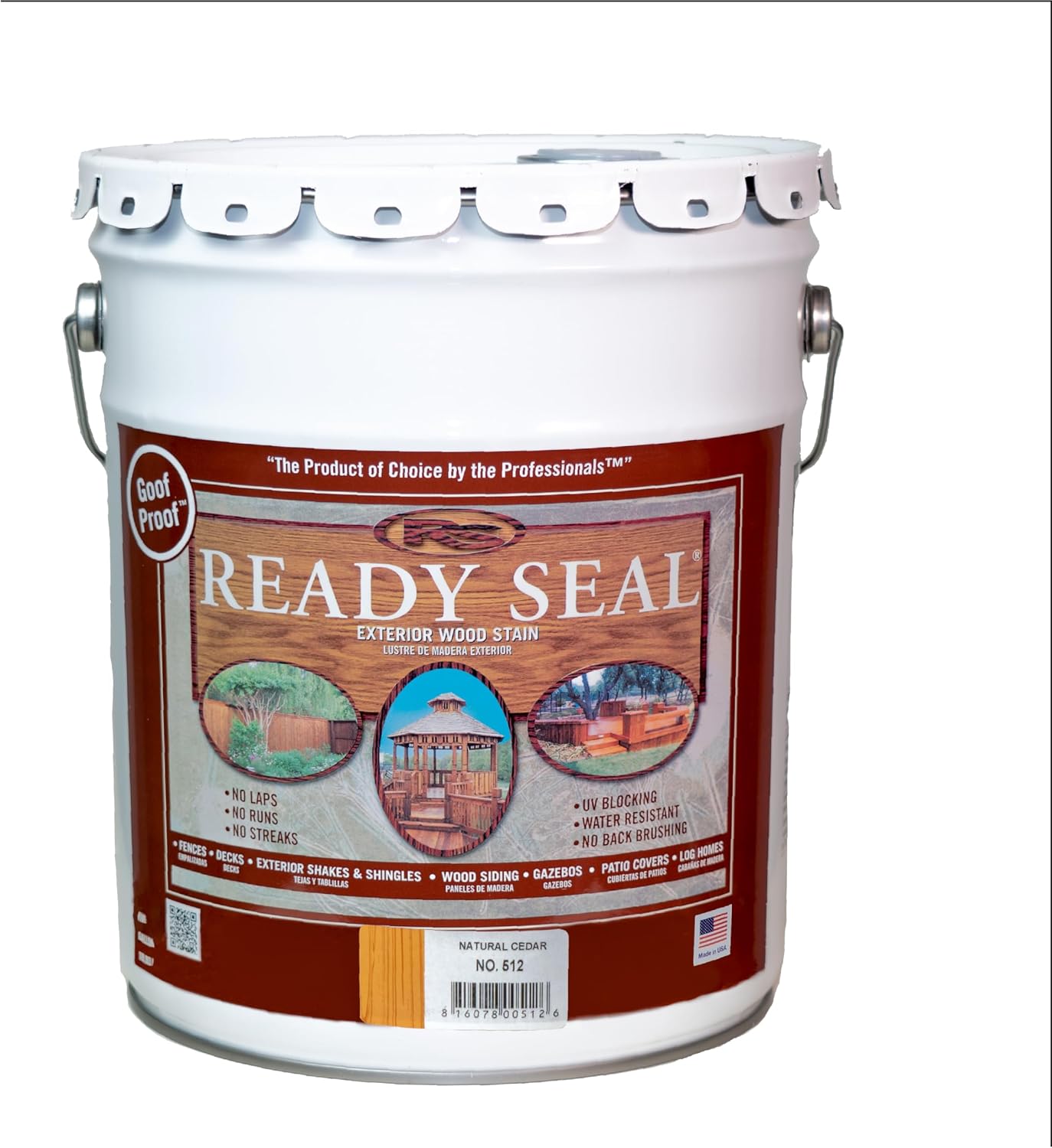 Ready Seal 7966104 5 gal Pail Exterior Wood Stain & Sealer, Light Oak