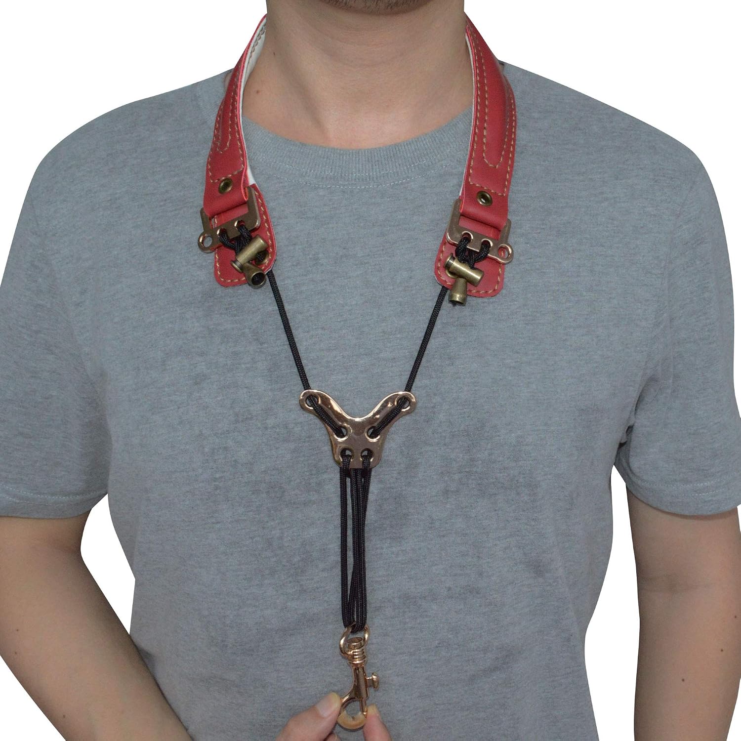 adorence Leather Saxophone Neck Strap for Alto & Tenor Saxophone - Red