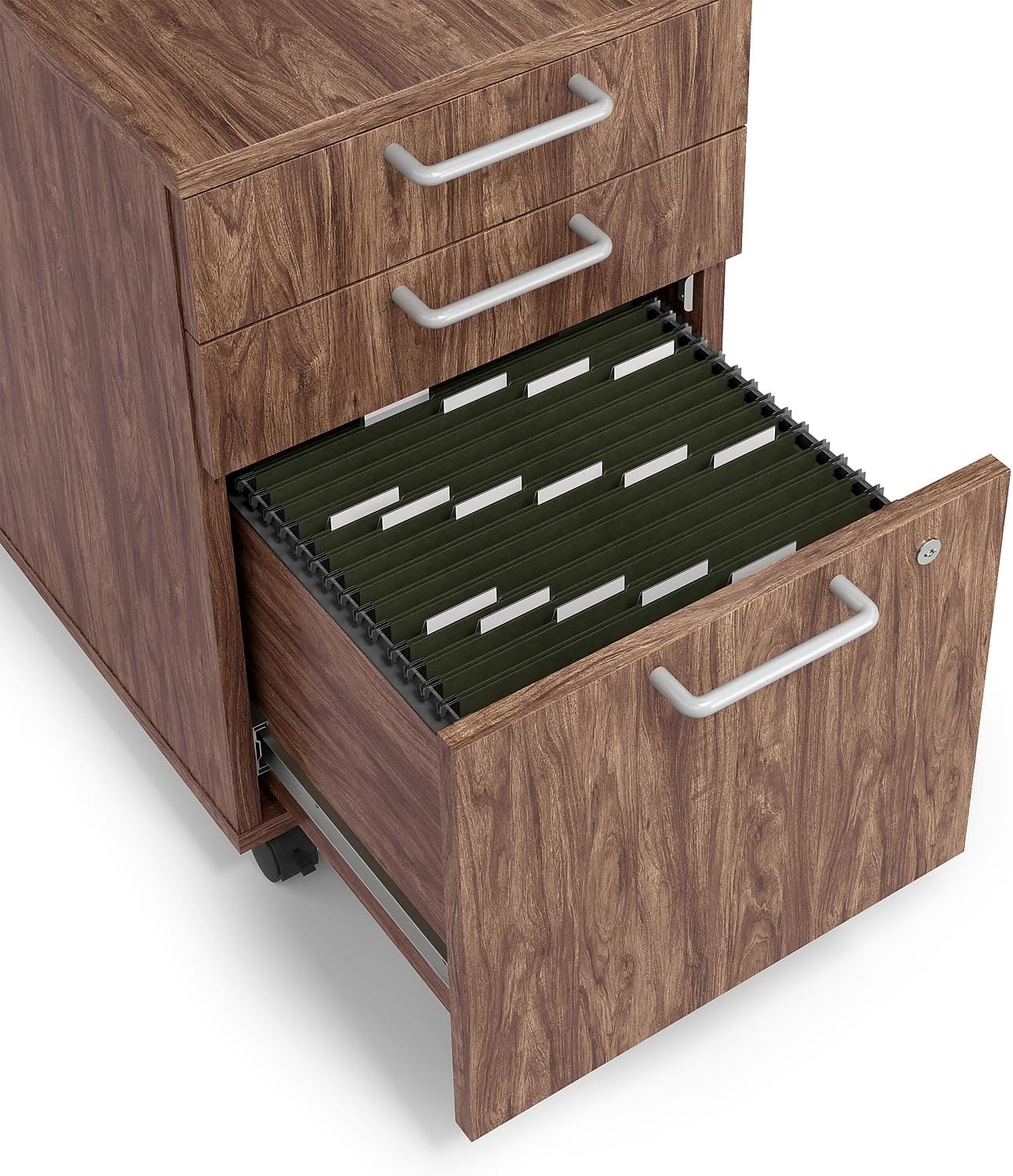 Union & Scale Staples Essentials 3-Drawer Vertical File Cabinet, Letter & Legal Size Documents, Lockable & Mobile, 21.3" D x 15.6" W x 24.3" H, Natural