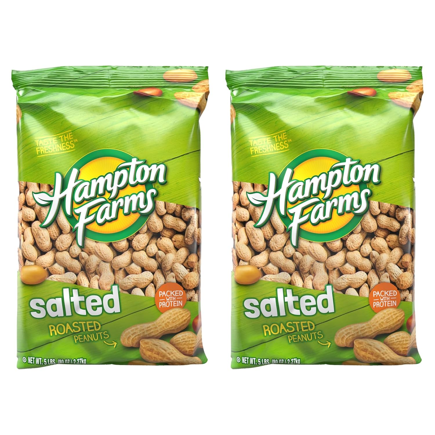 Hampton Farms - USA Grown All-Natural - Fancy Roasted In-Shell Salted Peanuts - 5 lb. Bag