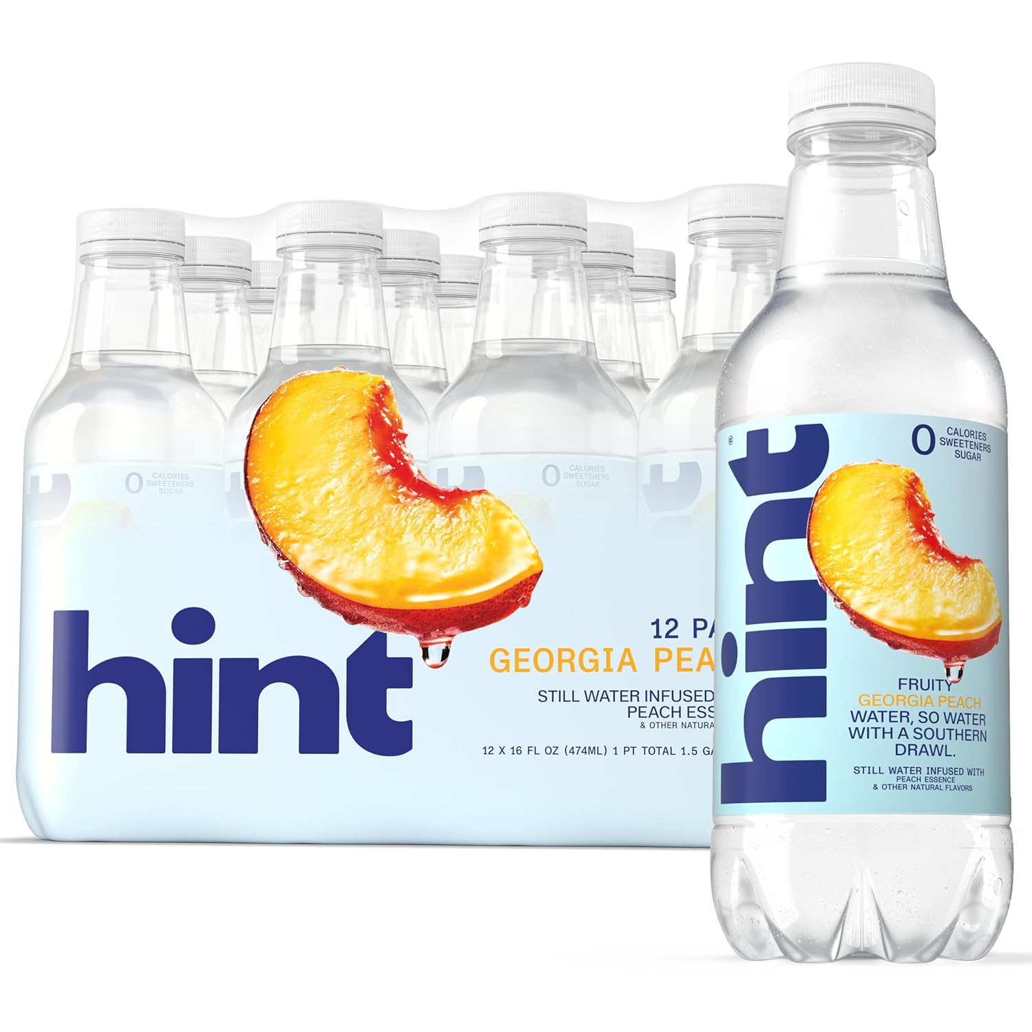 Hint Flavored Water Zero Sugar 0 Calories - Pineapple 16 FL Oz (12 pack) | Crisp, refreshing water, fruit flavors. 0 calories, 0 sugar, 0 sweeteners. Hydration for wellness. Gluten-free, Kosher, Vegan