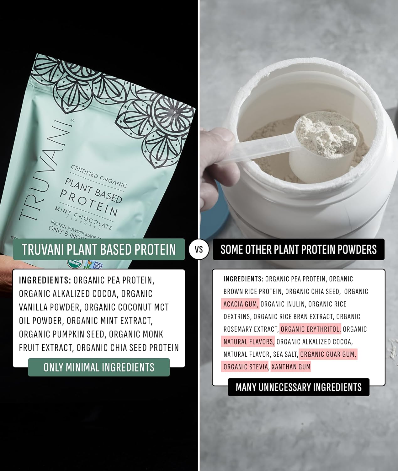 Truvani Organic Plant Based Protein Powder | Chocolate | 1 Serving