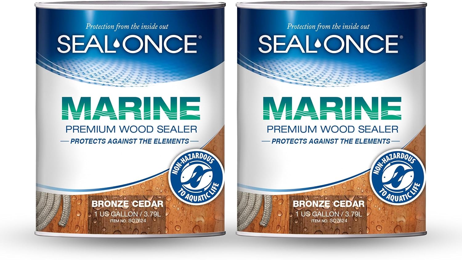 SEAL-ONCE Marine Penetrating Wood Sealer and Waterproofer, Clear, 1 Gallon | Waterproofer & Stain, Water-Based, Ultra-low VOC formula, For high-moisture areas