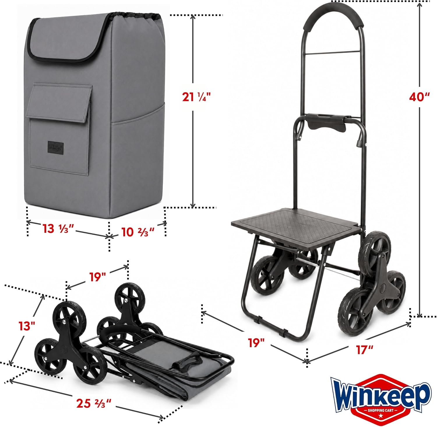 Shopping Cart, Super Loading Grocery Trolley, 220 lbs Capacity