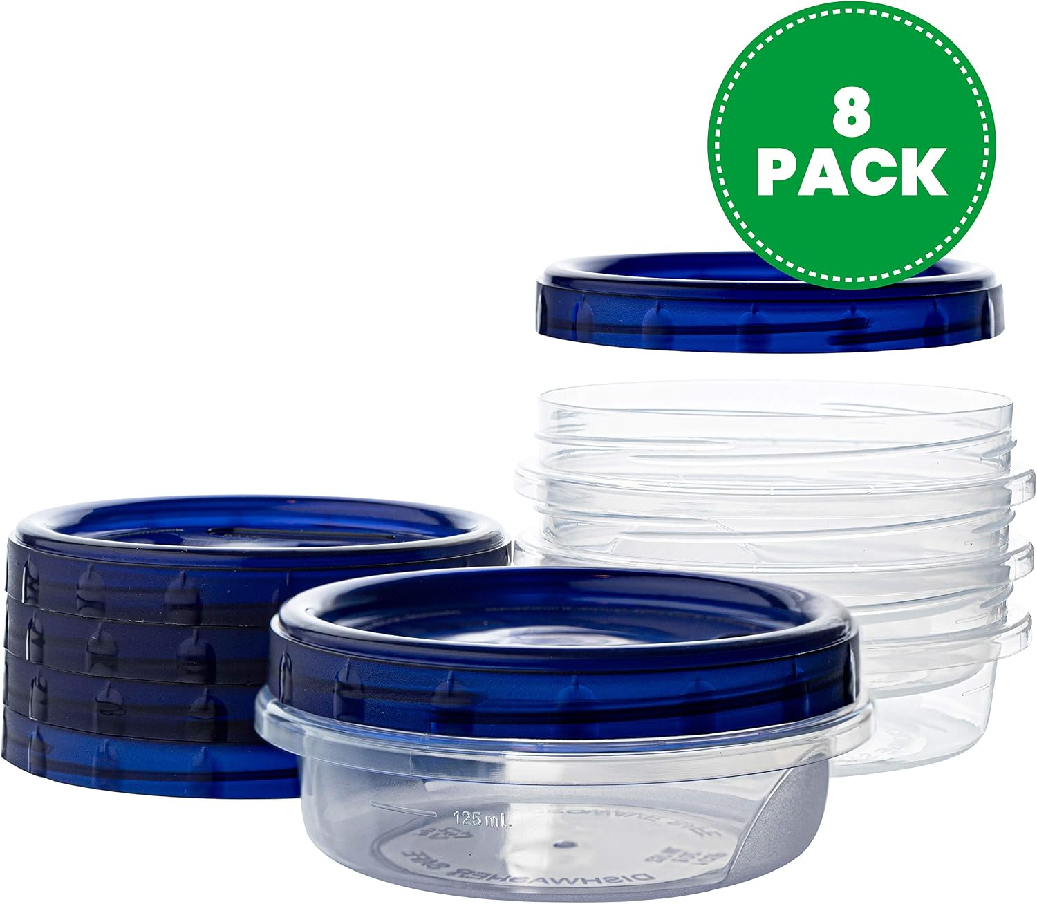 PLASTICPRO Twist Top Deli Containers Clear bottom With blue [32 oz 3 Pack]